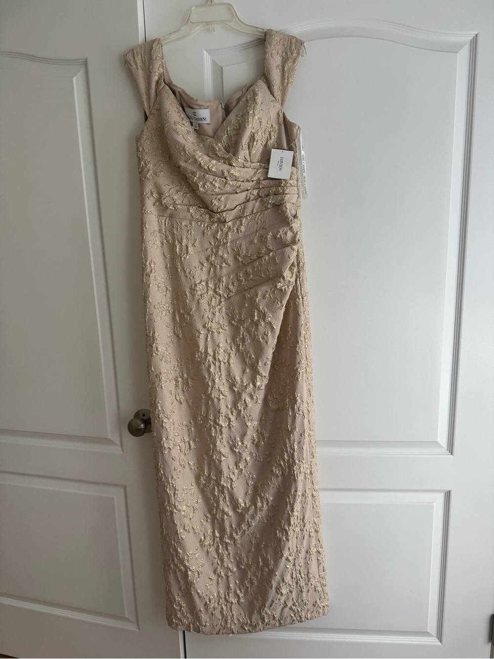 David's Bridal Champagne Beaded formal gown NWT homecoming